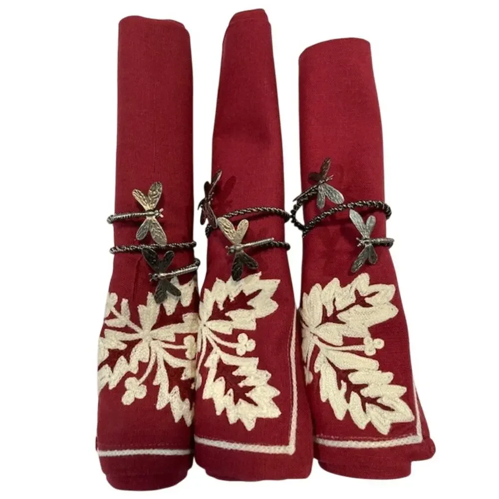 Williams Sonoma red napkins (3) in red with Christmas design